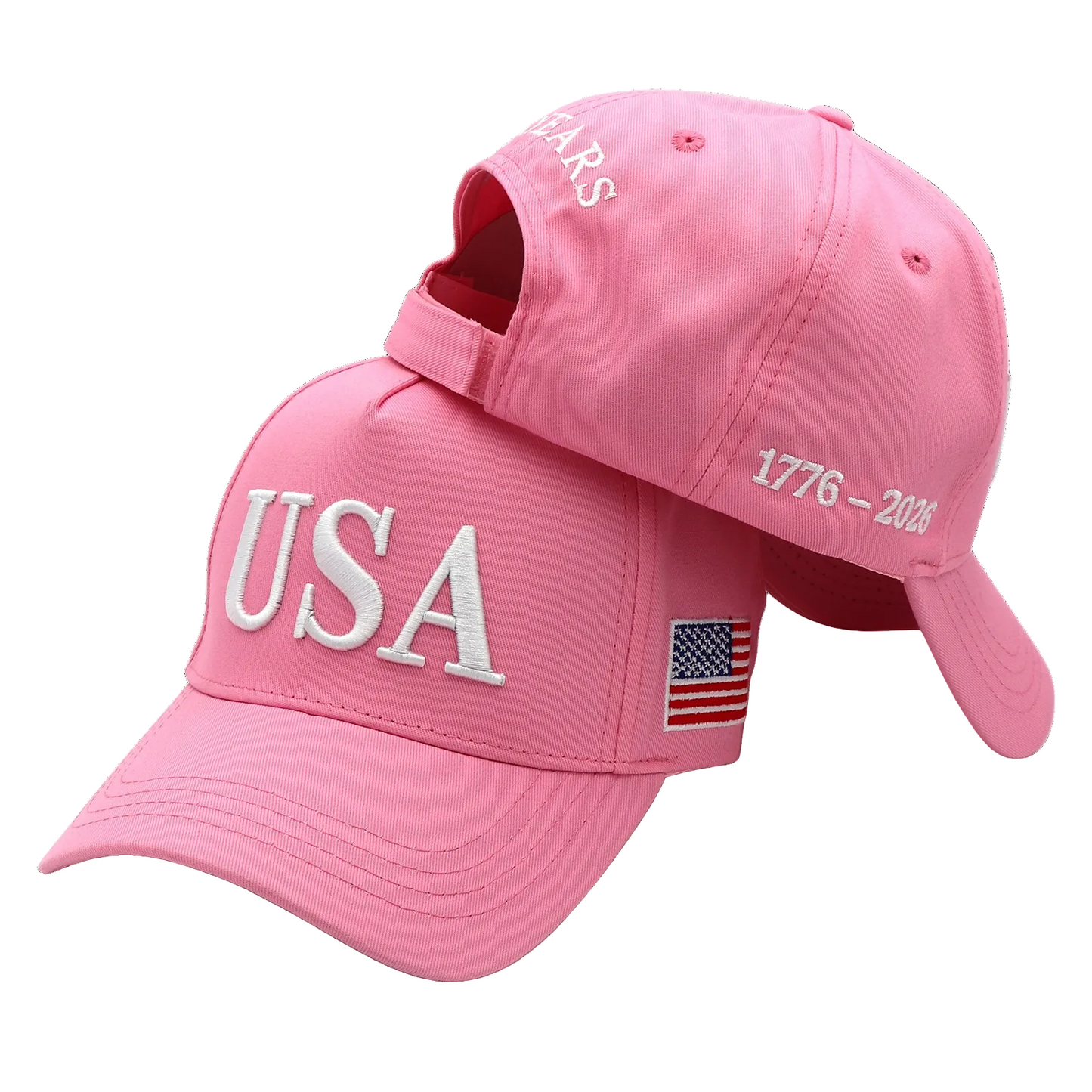 PINK USA 250th Anniversary Hat (1776–2026) — Pink Embroidered Cap