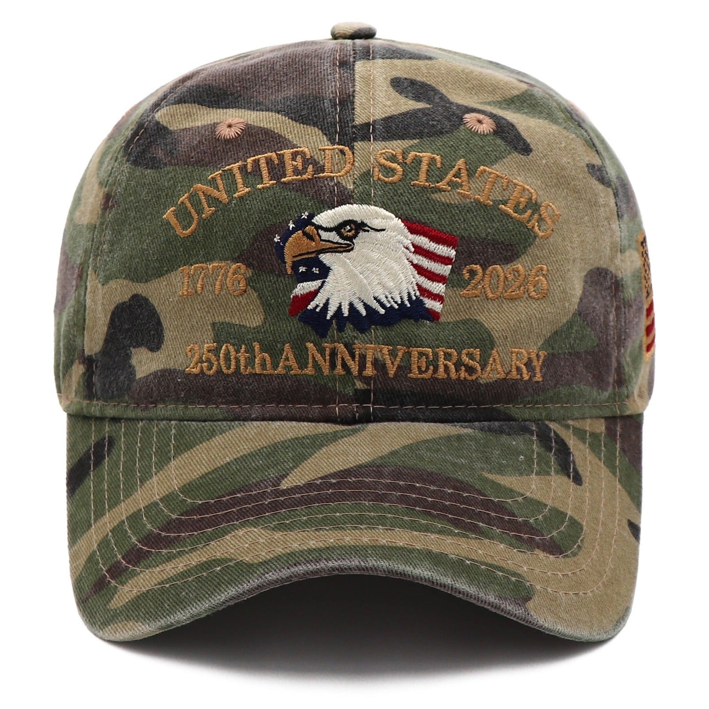 USA 250th Anniversary Eagle Embroidered Cap (1776–2026) – Camo