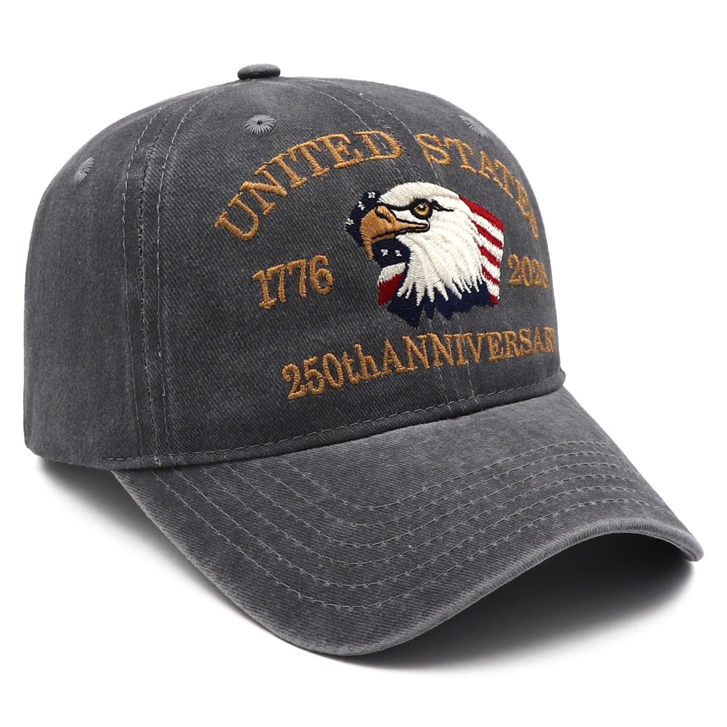 USA 250th Anniversary Eagle Embroidered Cap (1776–2026) – Gray