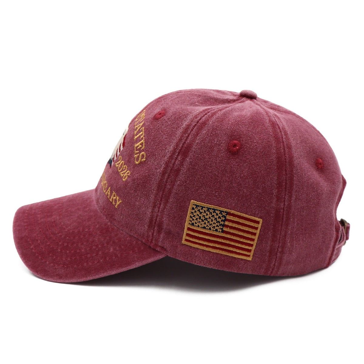 USA 250th Anniversary Eagle Embroidered Cap (1776–2026) – Vintage Maroon