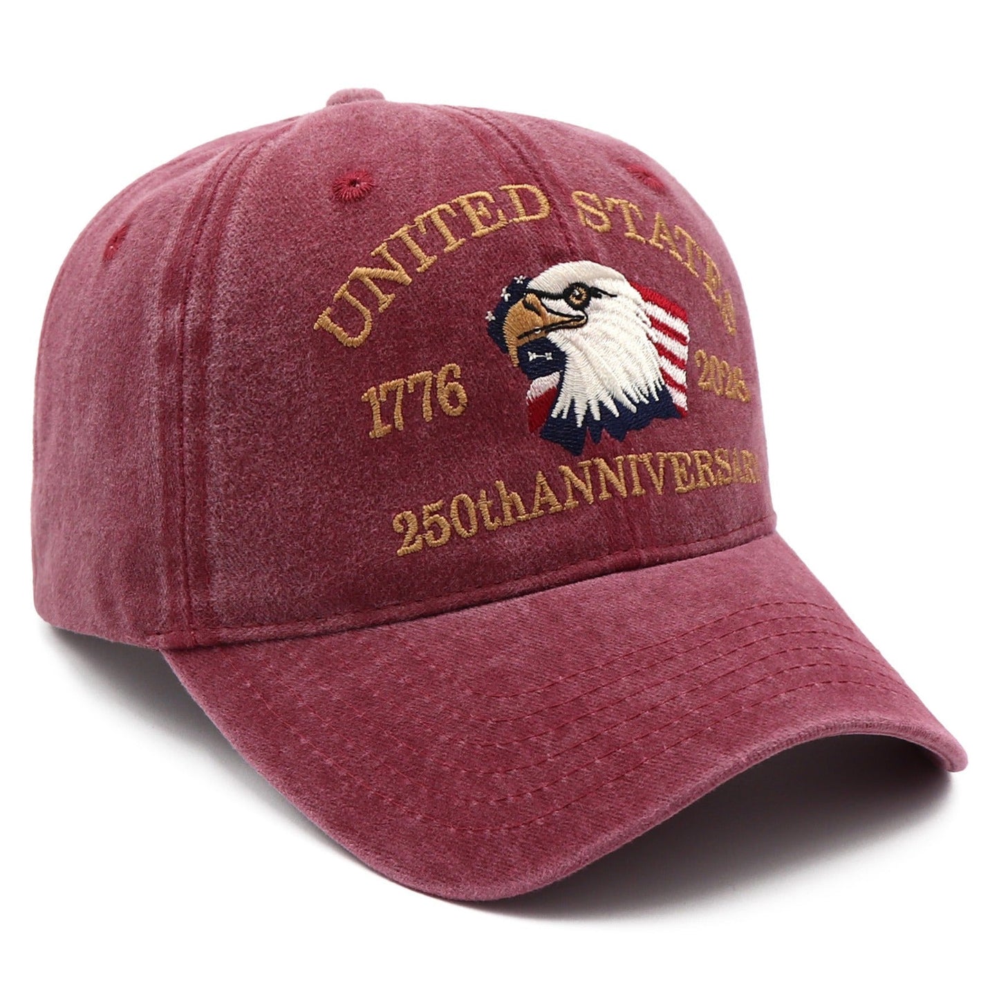 USA 250th Anniversary Eagle Embroidered Cap (1776–2026) – Vintage Maroon