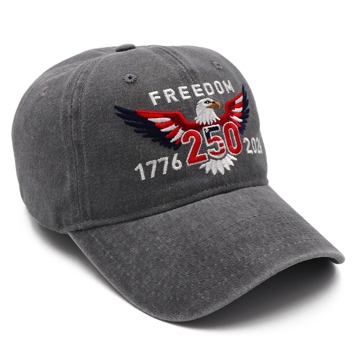 Freedom 250th Hat – 1776-2026 Eagle Embroidered Adjustable Gray Baseball Cap