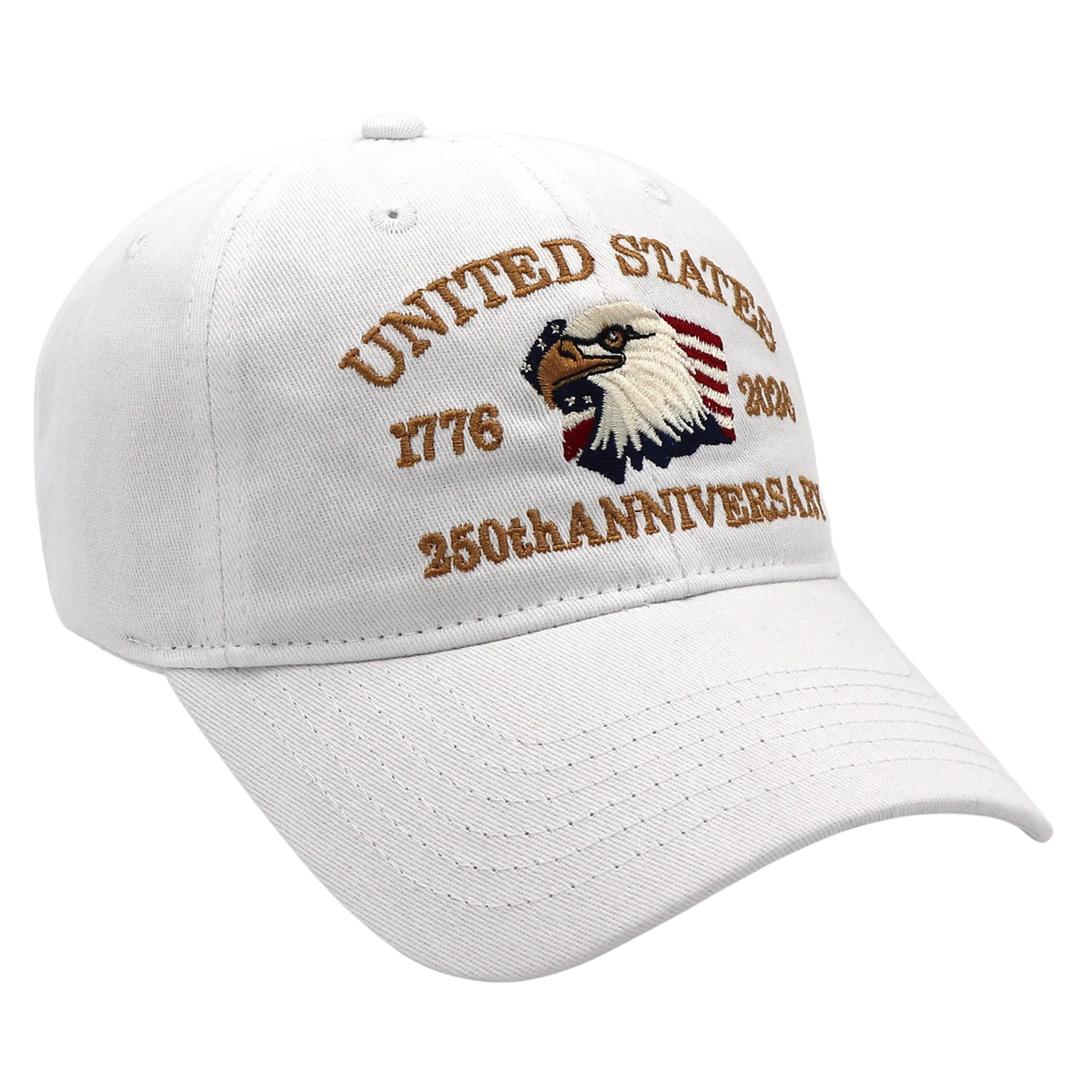 USA 250th Anniversary Eagle Embroidered Cap (1776–2026) – White