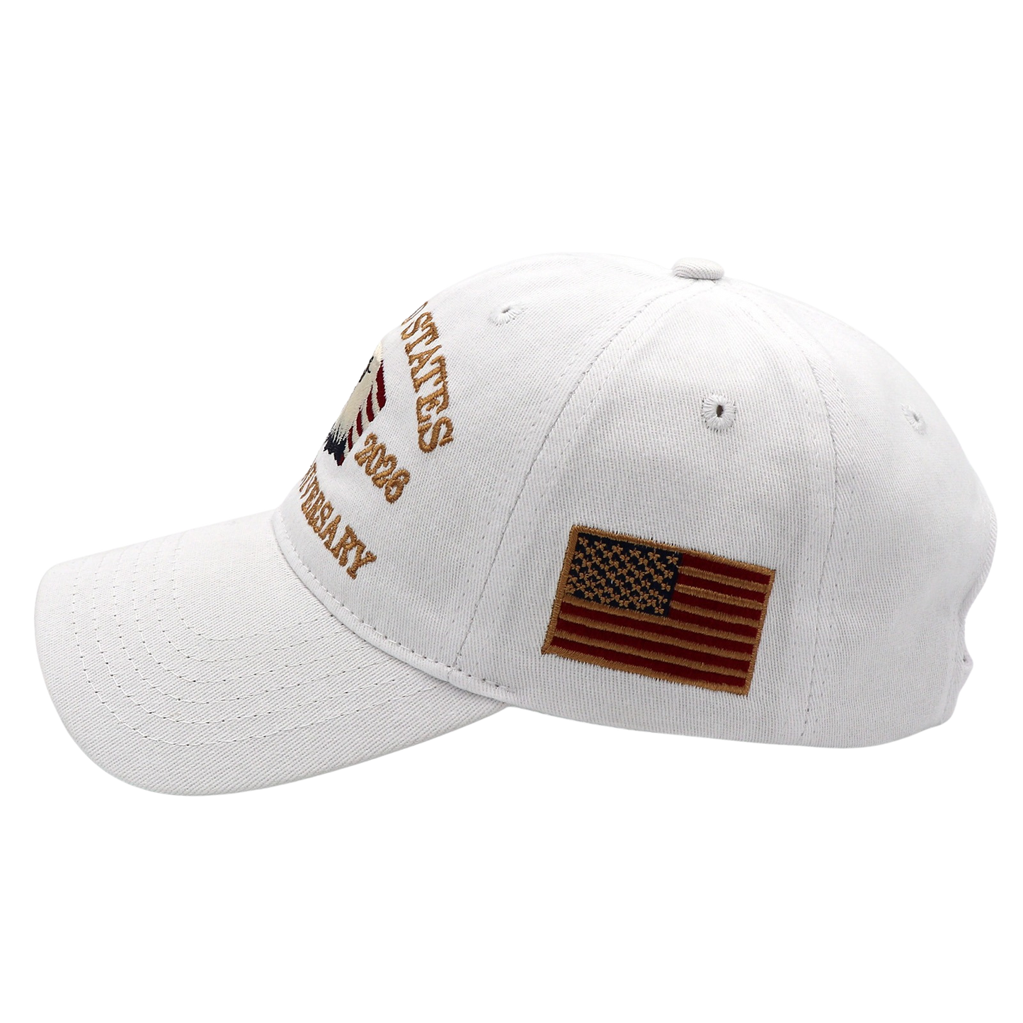 USA 250th Anniversary Eagle Embroidered Cap (1776–2026) – White