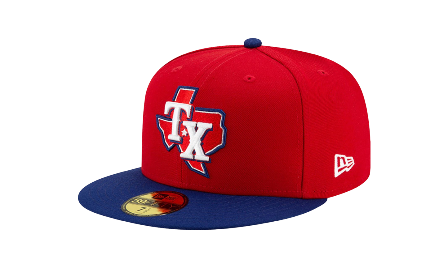 59FIFTY Texas Rangers Alt3 On-Field Authentic Fitted Hat "Red / Blue - Brim" NE1033
