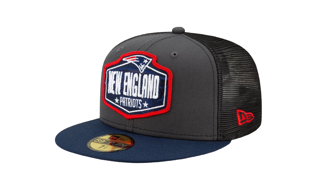 59FIFTY New England Patriots 2021 Draft Fitted Hat "Graphite and Black / Navy - Brim" NE786