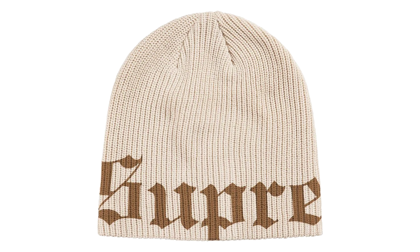 Old English Printed Beanie "SS26 - Stone" SU27144