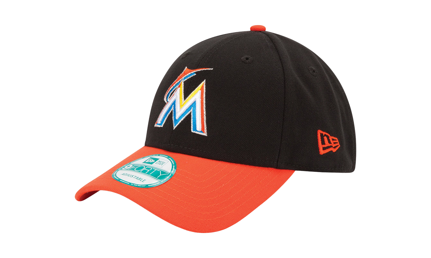 9FORTY Miami Marlins 2Tone The League Adjustable Hat "Black / Burnt Orange - Brim" NE557