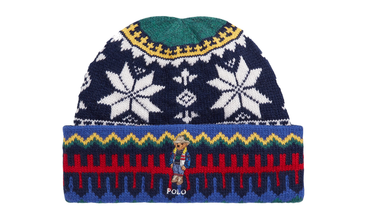 Holiday Jacquard Bear Rib-Knit Beanie "Fairisle" PC1032 961