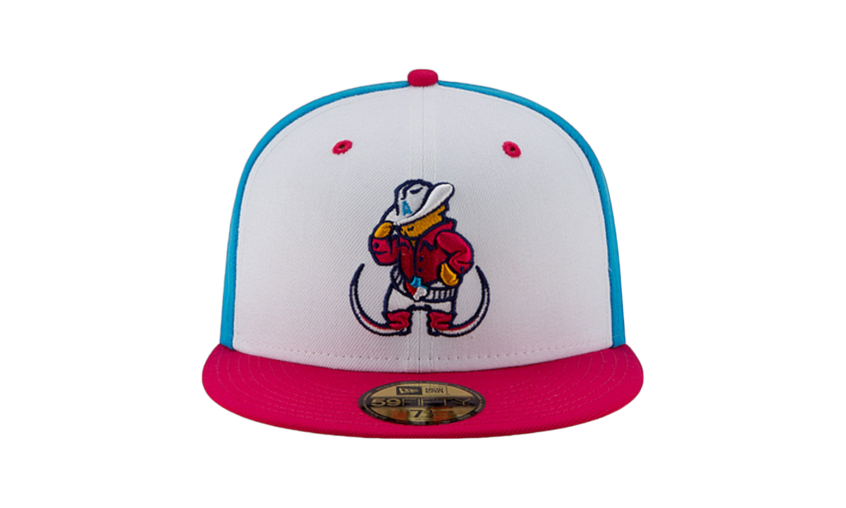 59FIFTY Amarillo Theme Night Amarillo Sod Poodles 'Pointy Botas' Fitted Hat "White and Sky Blue / Hot Pink - Brim" NE747