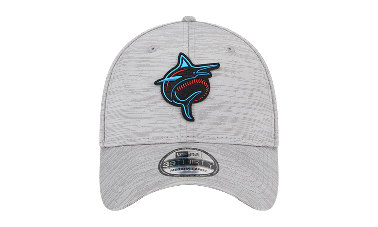 39THIRTY Miami Marlins Clubhouse Flex Fit Hat "Heather Grey / Black - Brim" NE857