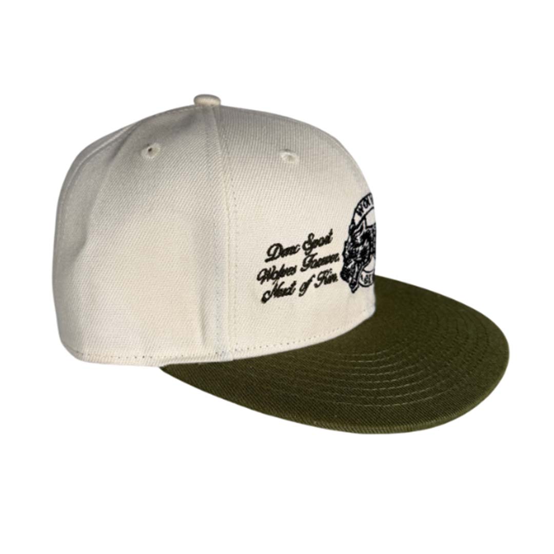 Darcsport Wolves Scripture Fitted Hat Cream Combat Green