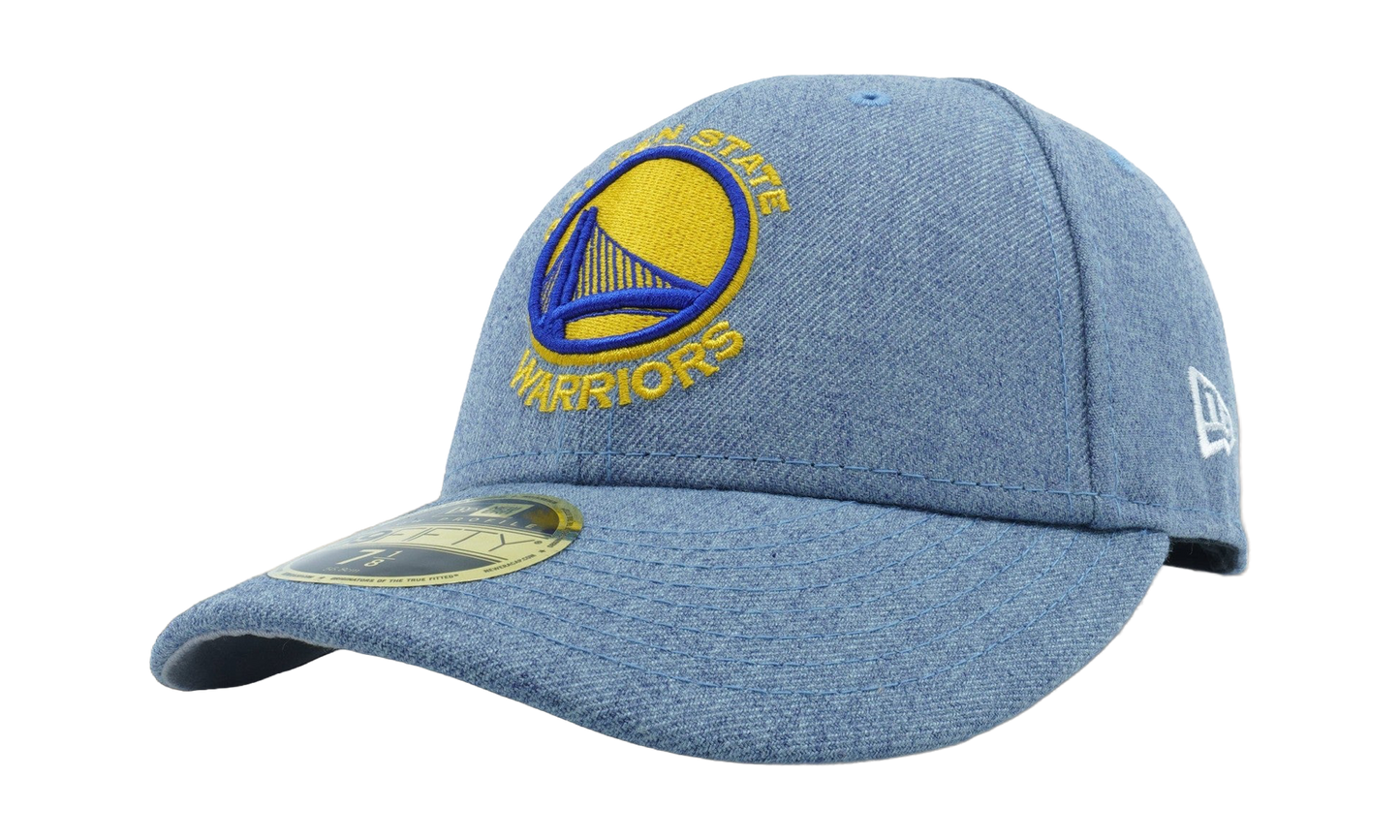 59FIFTY Golden State Warriors On The Court Heather Ace Fitted Hat "Light Denim" NE1126