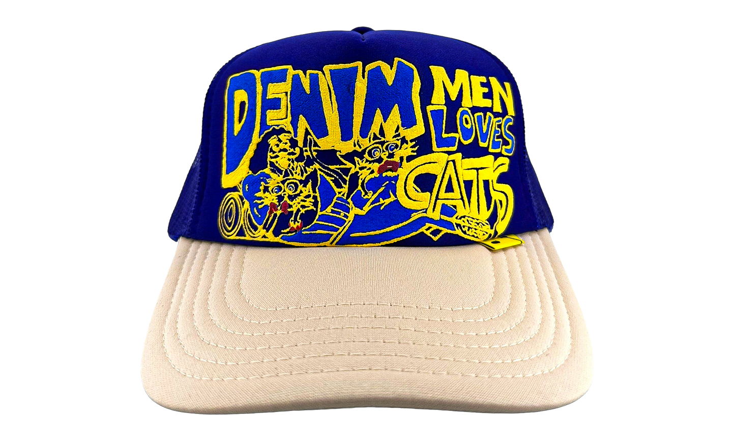 Denim Men Love Cats Trucker Hat "Natural Purple" KAP021