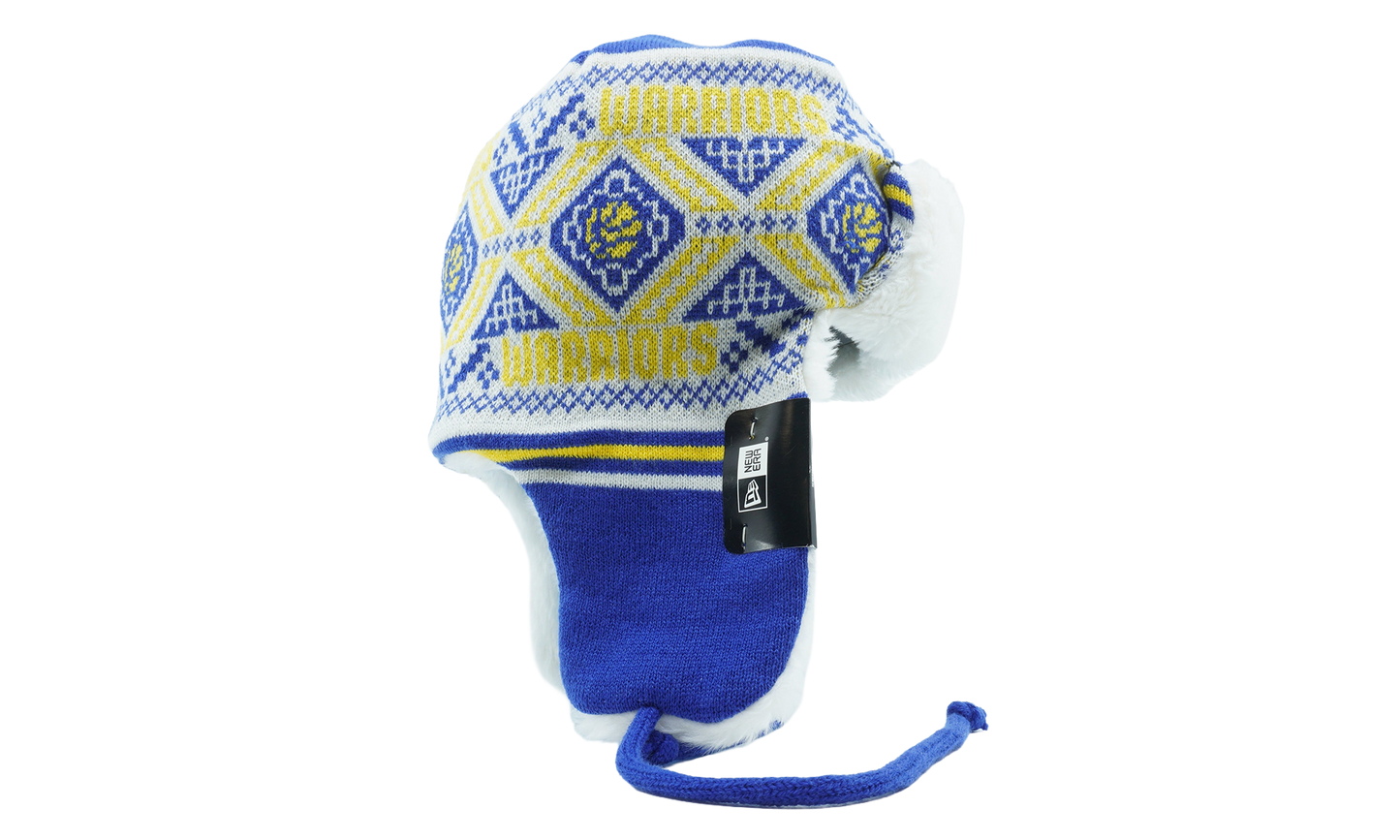 Golden State Warriors Festive Trapper Beanie "Blue / White / Yellow" NE1137