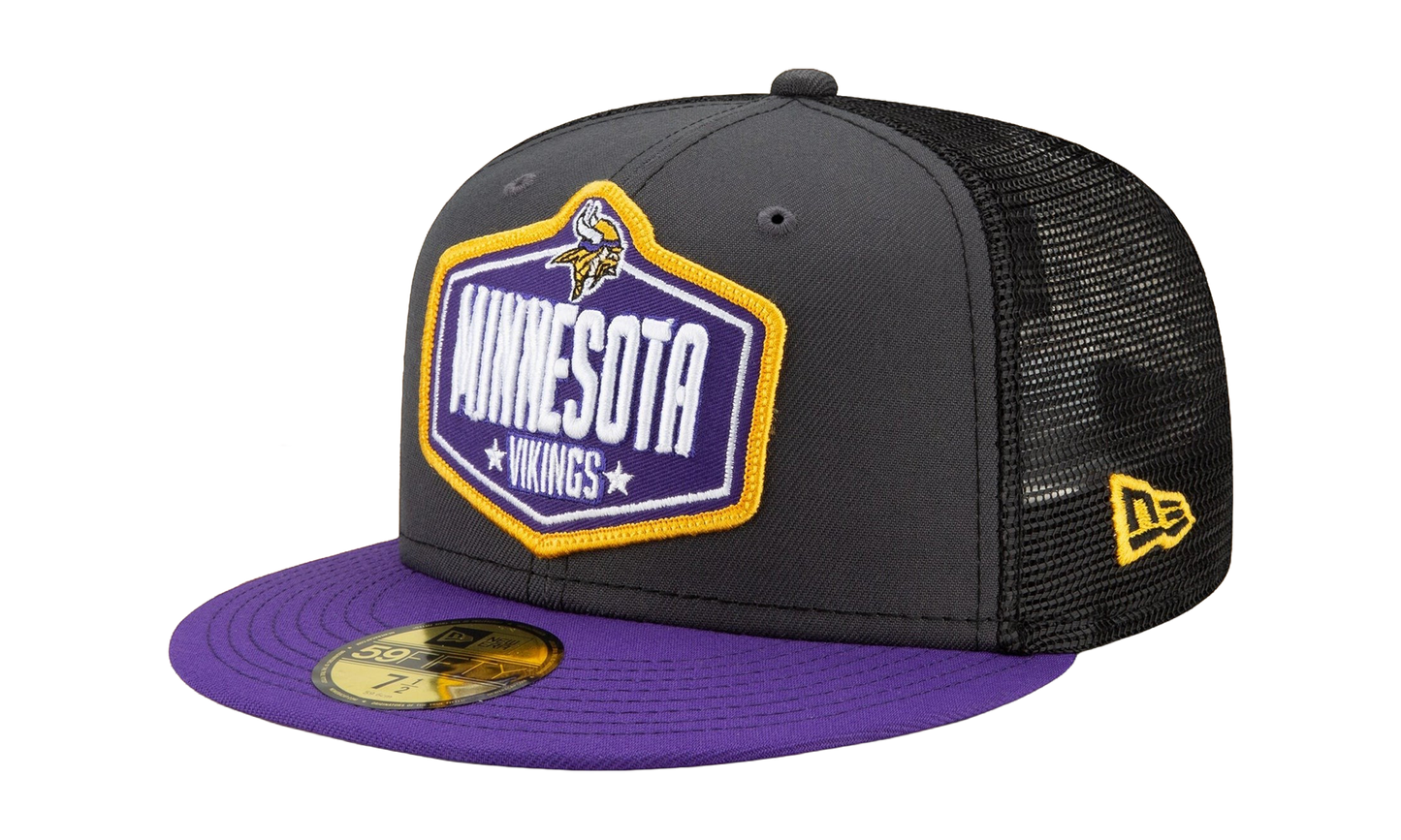 59FIFTY Minnesota Vikings 2021 Draft Fitted Hat "Graphite and Black / Purple - Brim" NE785