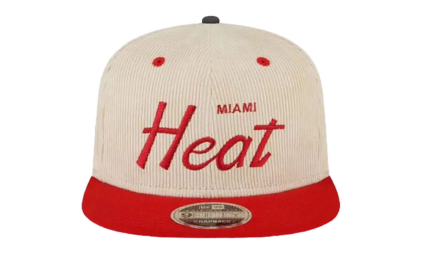 9FIFTY NBA MIAMI HEAT SNAPBACK HAT "ERIC EMANUEL - Cream/ Red" EE436