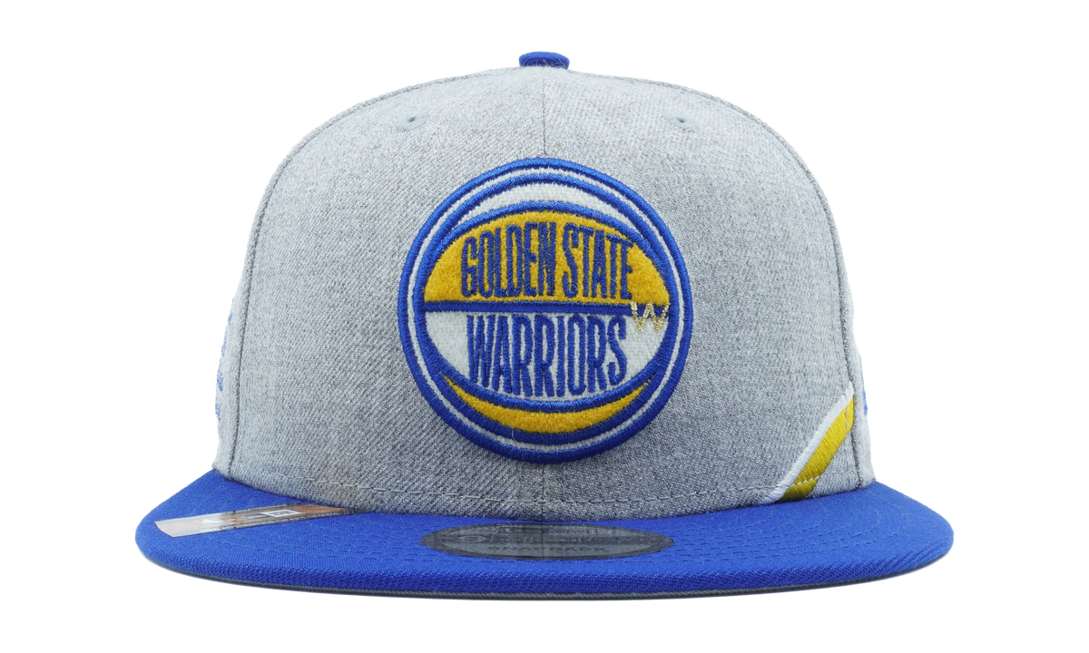 9FIFTY Golden State Warriors 2019 Draft Snapback Hat "Heather Gray / Blue - Brim" NE753