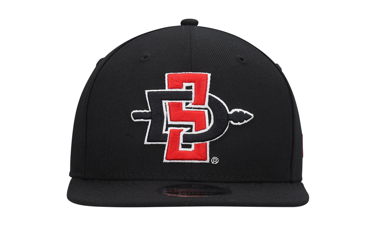 9FIFTY San Diego State Aztecs Snapback Hat "Black / Black and Red - Logo" NE1014