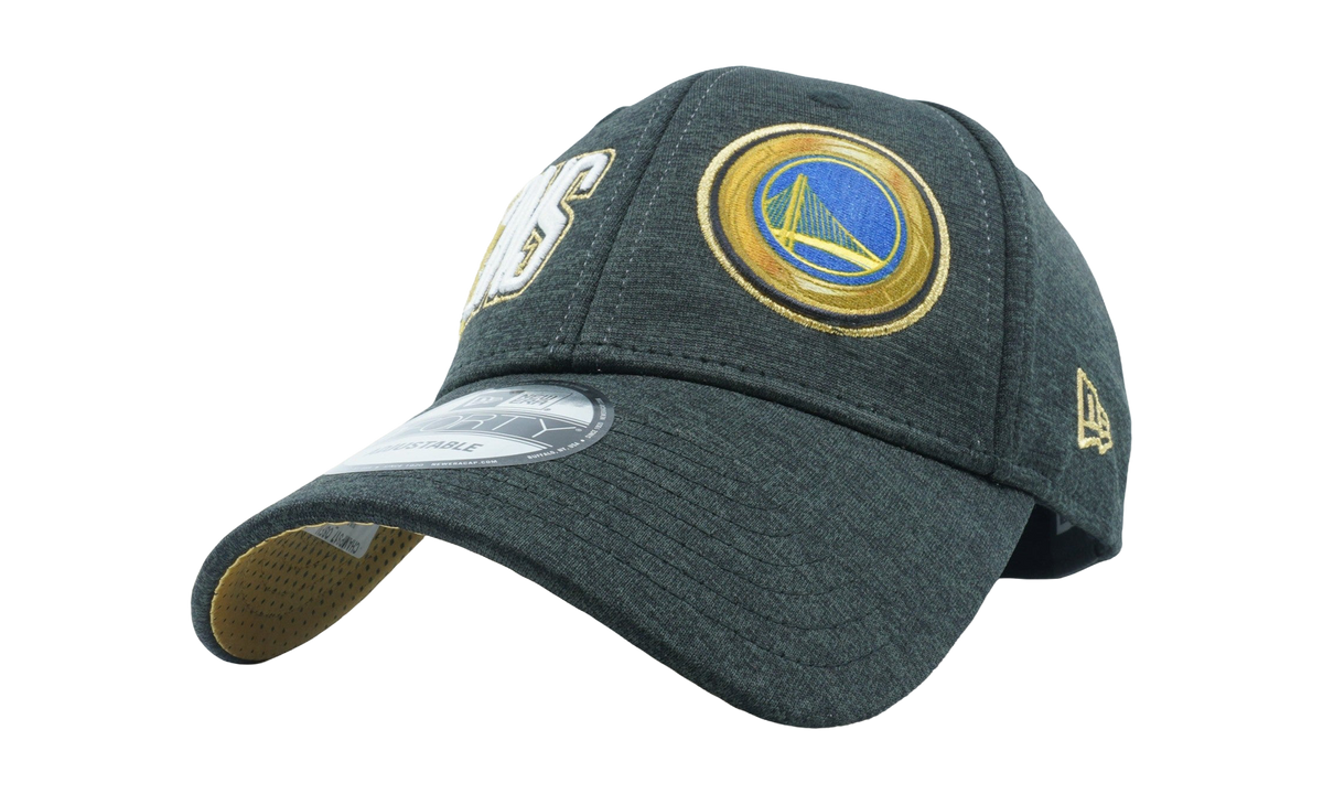 9FORTY Golden State Warriors 2017 Champions Snapback Hat "Heather Grey / Yellow and Black Pixels - Under Brim" NE1158