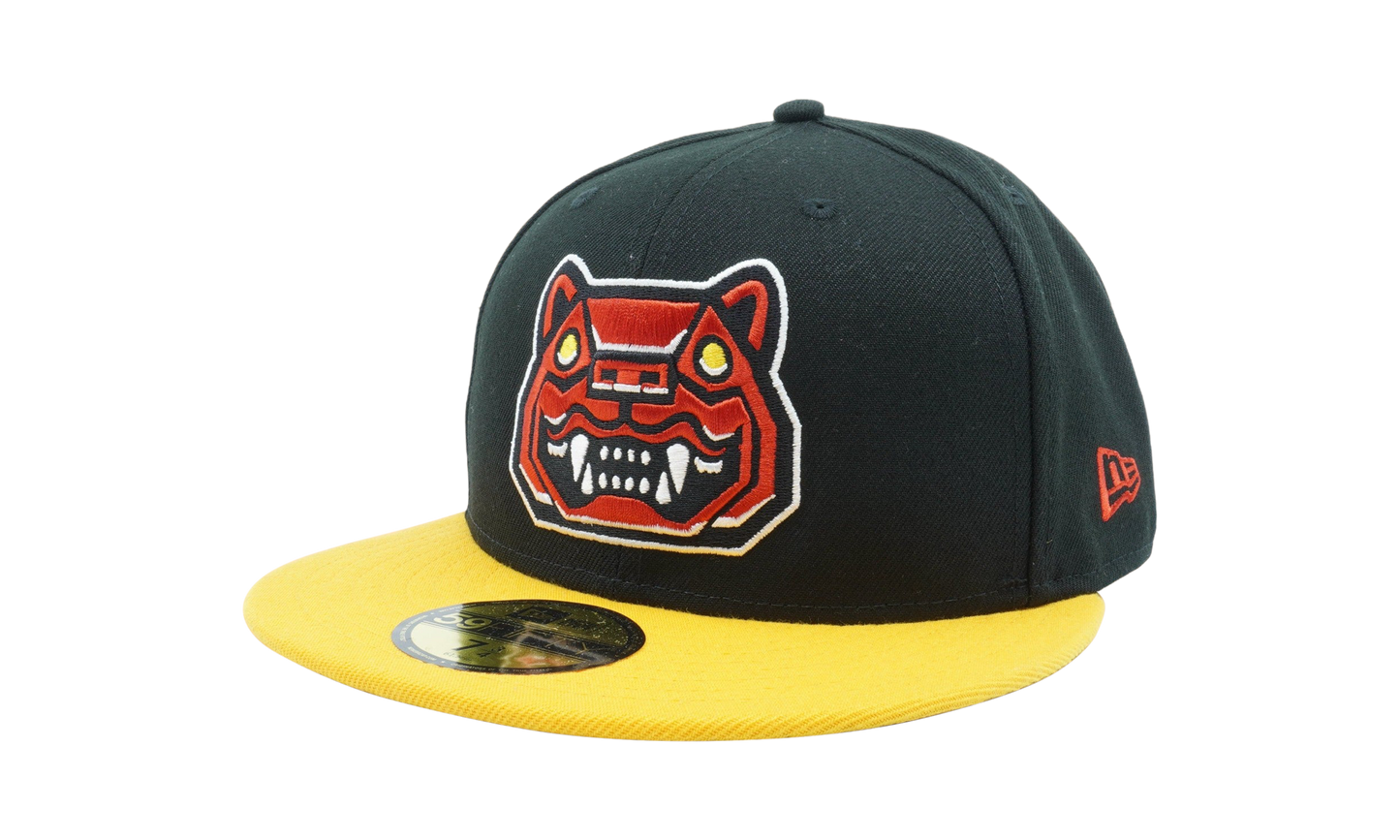 59FIFTY New Hampshire Fisher Cats Fitted Hat "Dark Green / Yellow / Dark Green - Under Brim" NE721