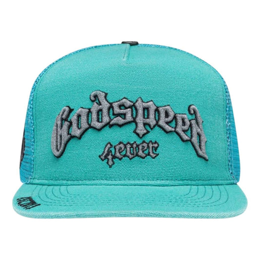 Godspeed Forever Trucker Hat Teal Washed