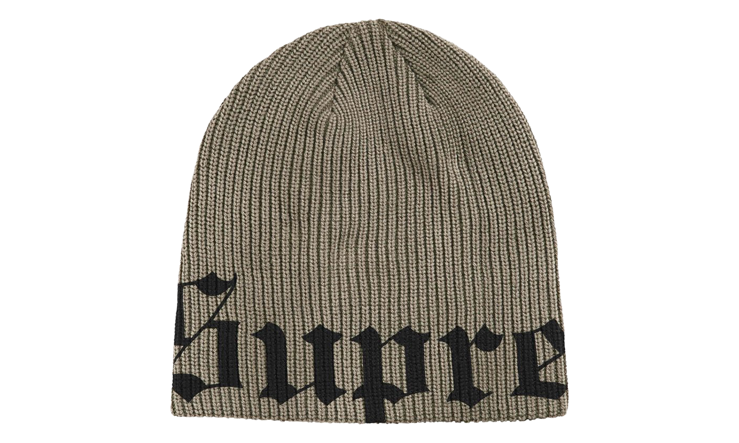 Old English Printed Beanie "SS26 - Olive" SU27864