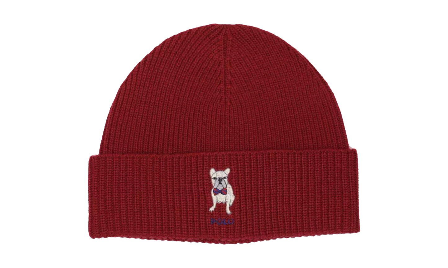 Embroidered Frenchie Rib-Knit Beanie "Red" PC0917 619
