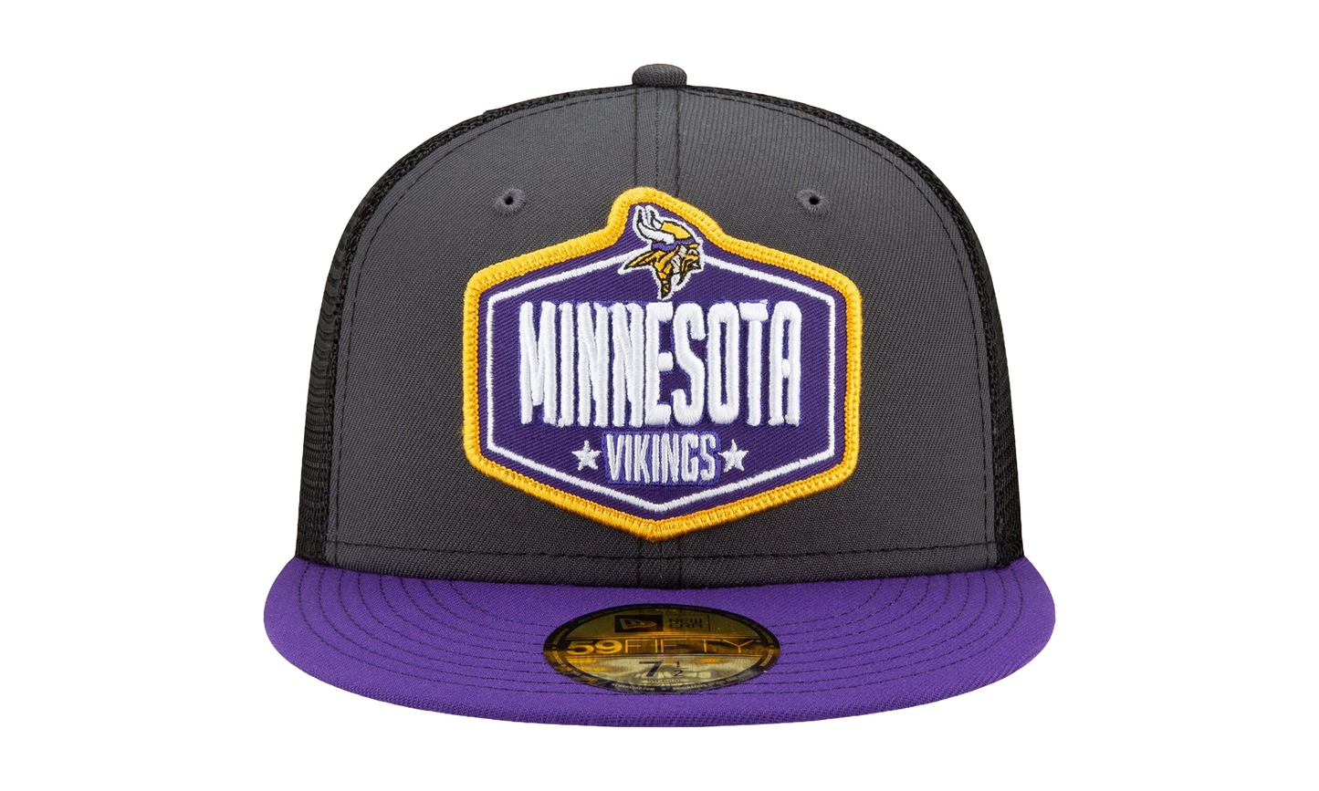 59FIFTY Minnesota Vikings 2021 Draft Fitted Hat "Graphite and Black / Purple - Brim" NE785