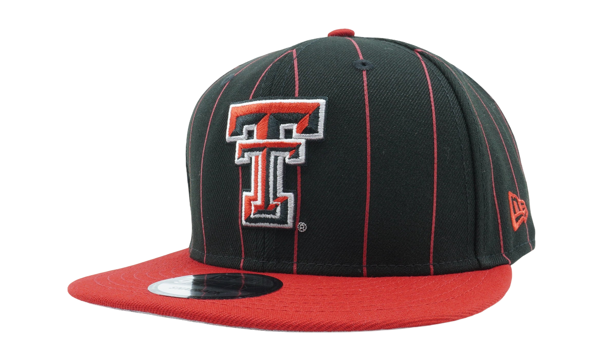 9FIFTY Texas Tech Red Raiders Pinstripes Vintage E1 Snapback Hat "Black / Red - Brim / Gray - Under Brim" NE870