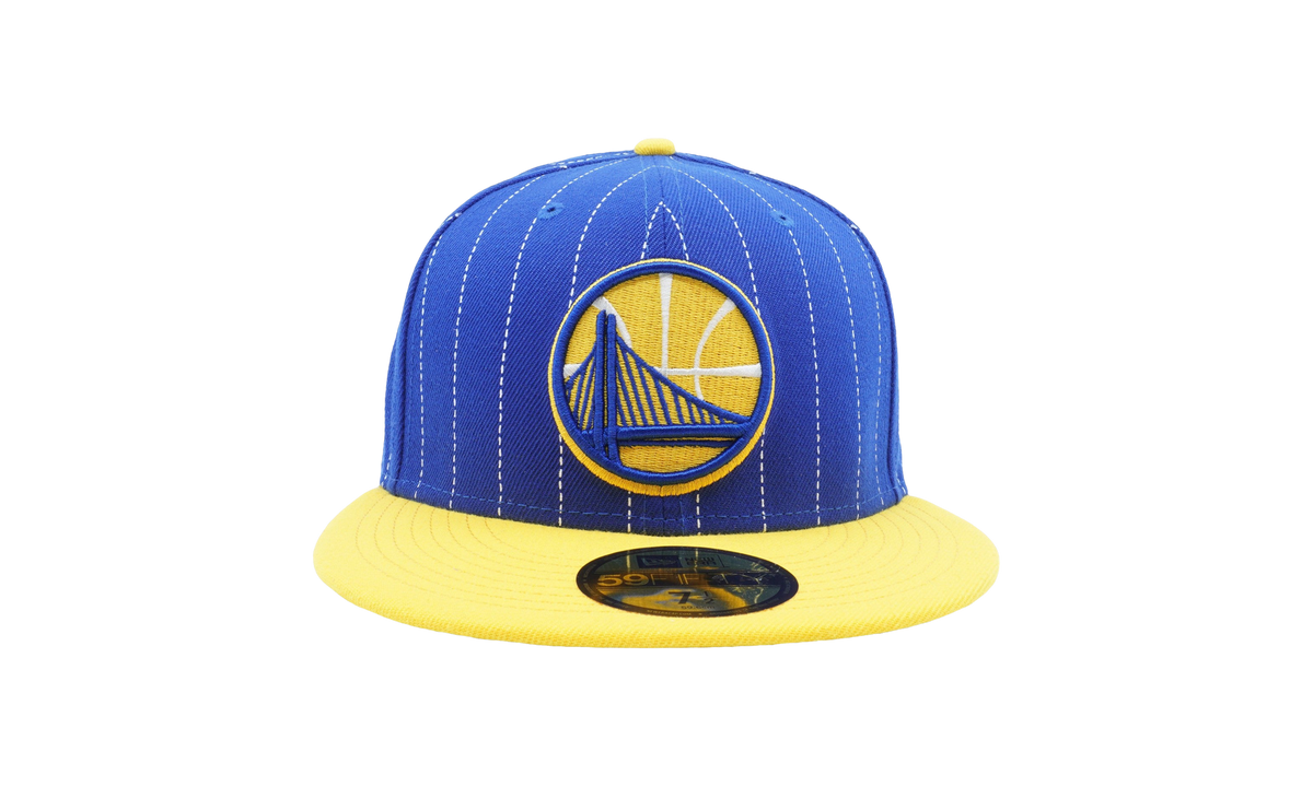 59FIFTY Golden State Warriors Pinstripe Fitted Hat "Blue / Yellow / Grey - Under Brim" NE645