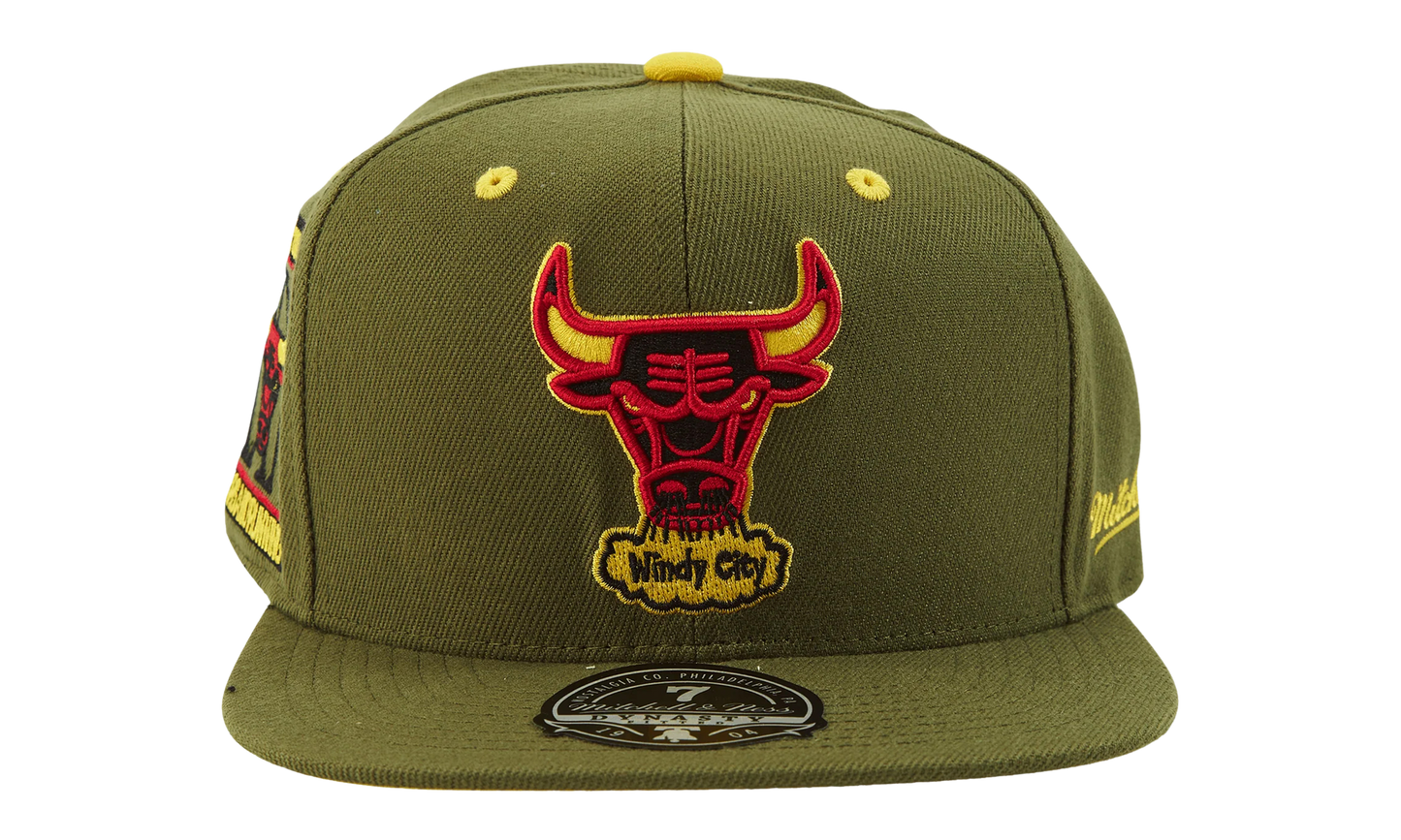 NBA Hardwood Classics Fitted Cap "Chicago Bulls - Olive" 6HSFSH21249 CBUOLIV