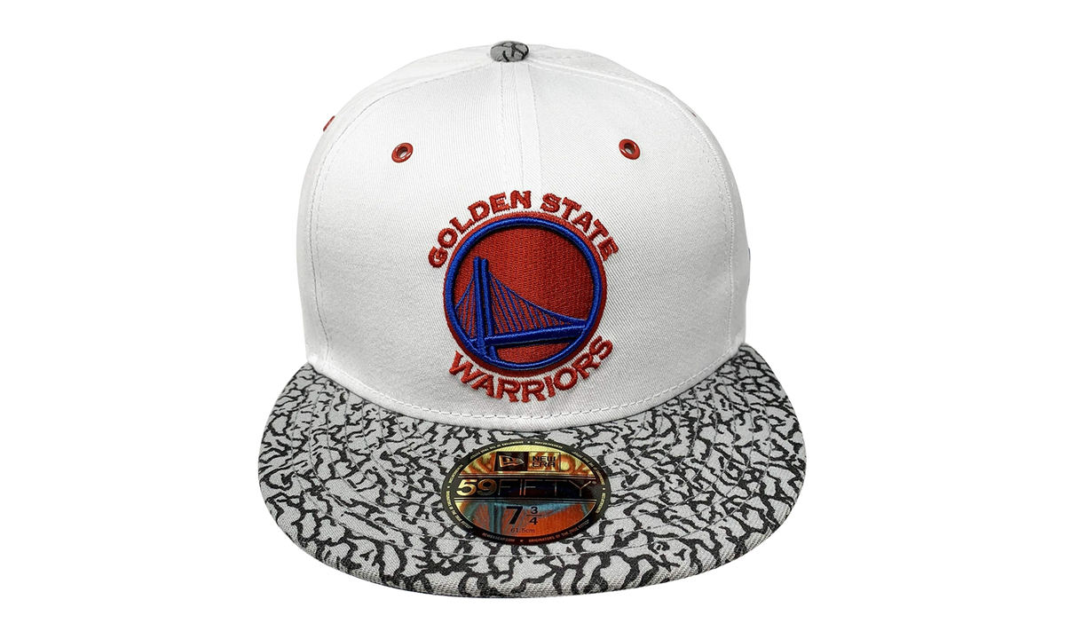 59FIFTY Golden State Warriors Kicks Hook Fitted Hat "White / Grey and Black Elephant Print - Brim" NE598