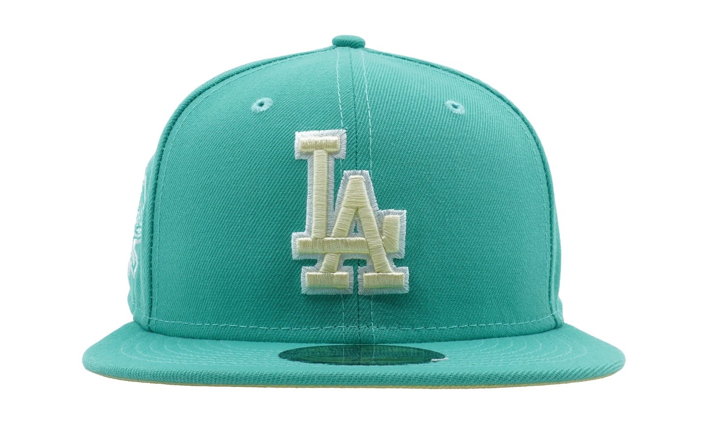 59FIFTY Los Angeles Dodgers 100th Anniversary Fitted Hat "Clear Mint / Yellow - Under Brim" NE1076