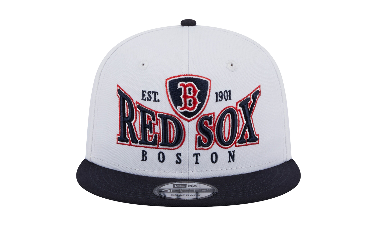 9FIFTY Boston Red Sox Crest Stack Snapback Hat "White / Navy - Brim" NE877