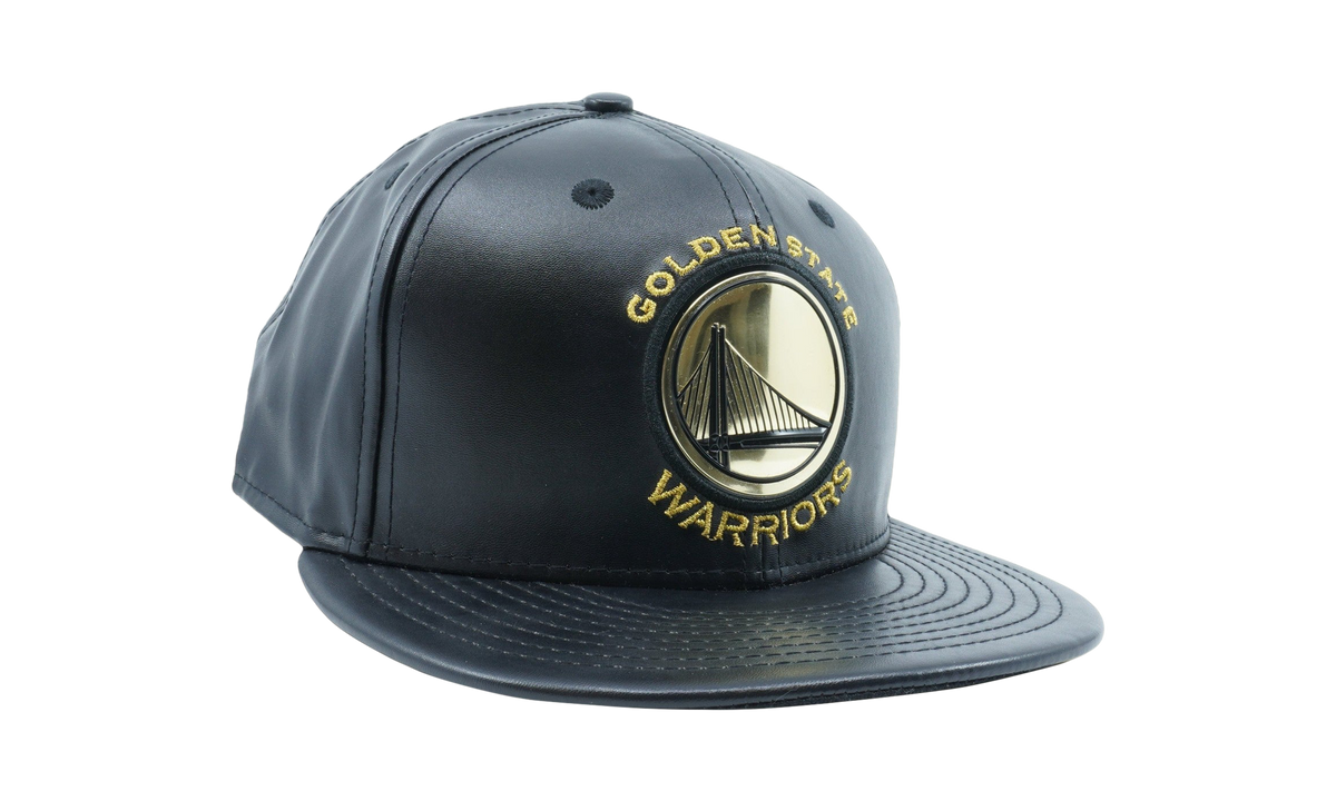59FIFTY Golden State Warriors Team Beveled Fitted Hat "Black Leather / Gold - Logo" NE601