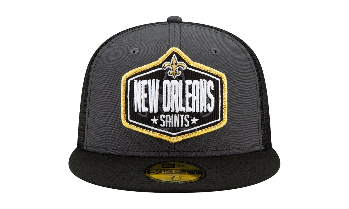 59FIFTY New Orleans Saints 2021 Draft Fitted Hat "Graphite and Black / Black - Brim" NE787