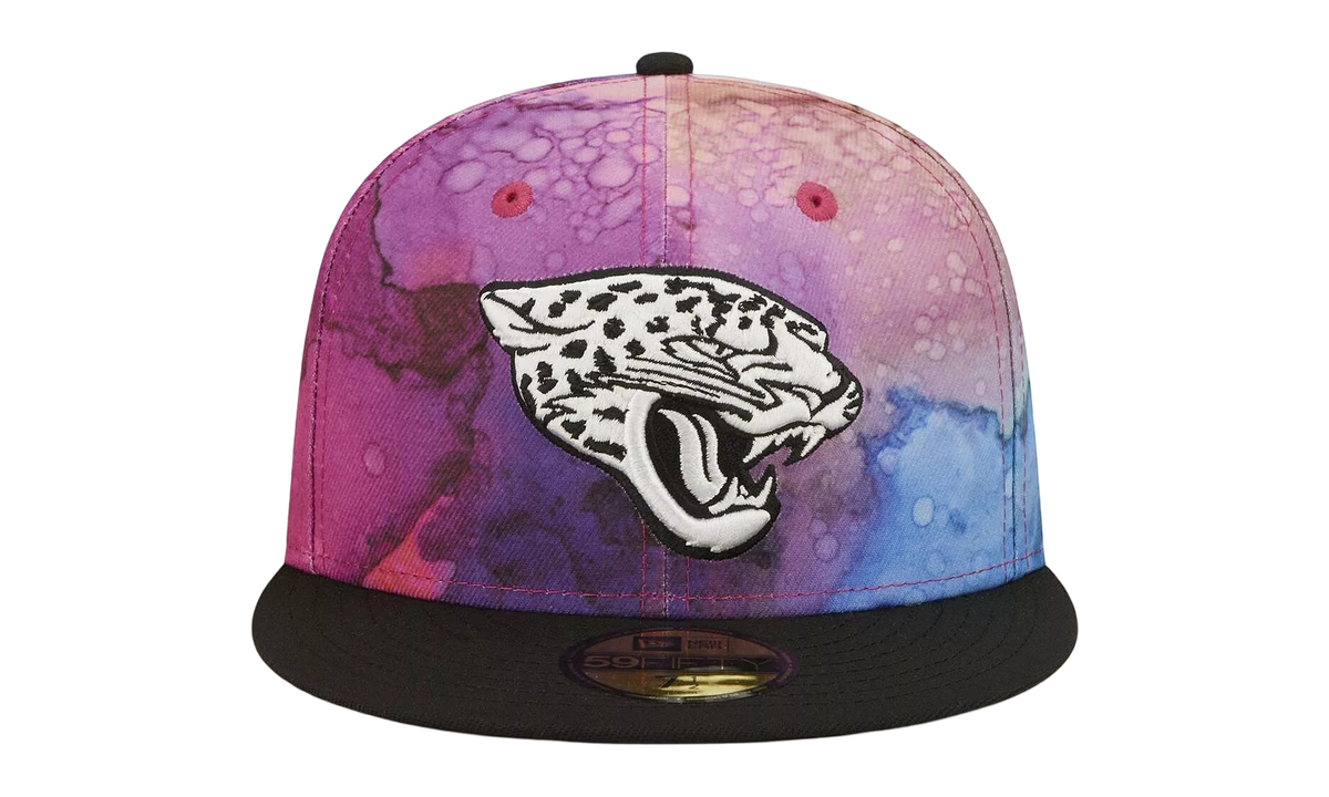 59FIFTY Jacksonville Jaguars Crucial Catch Fitted Hat "Multicolor Watercolor Design Crown / Black Visor" NE837