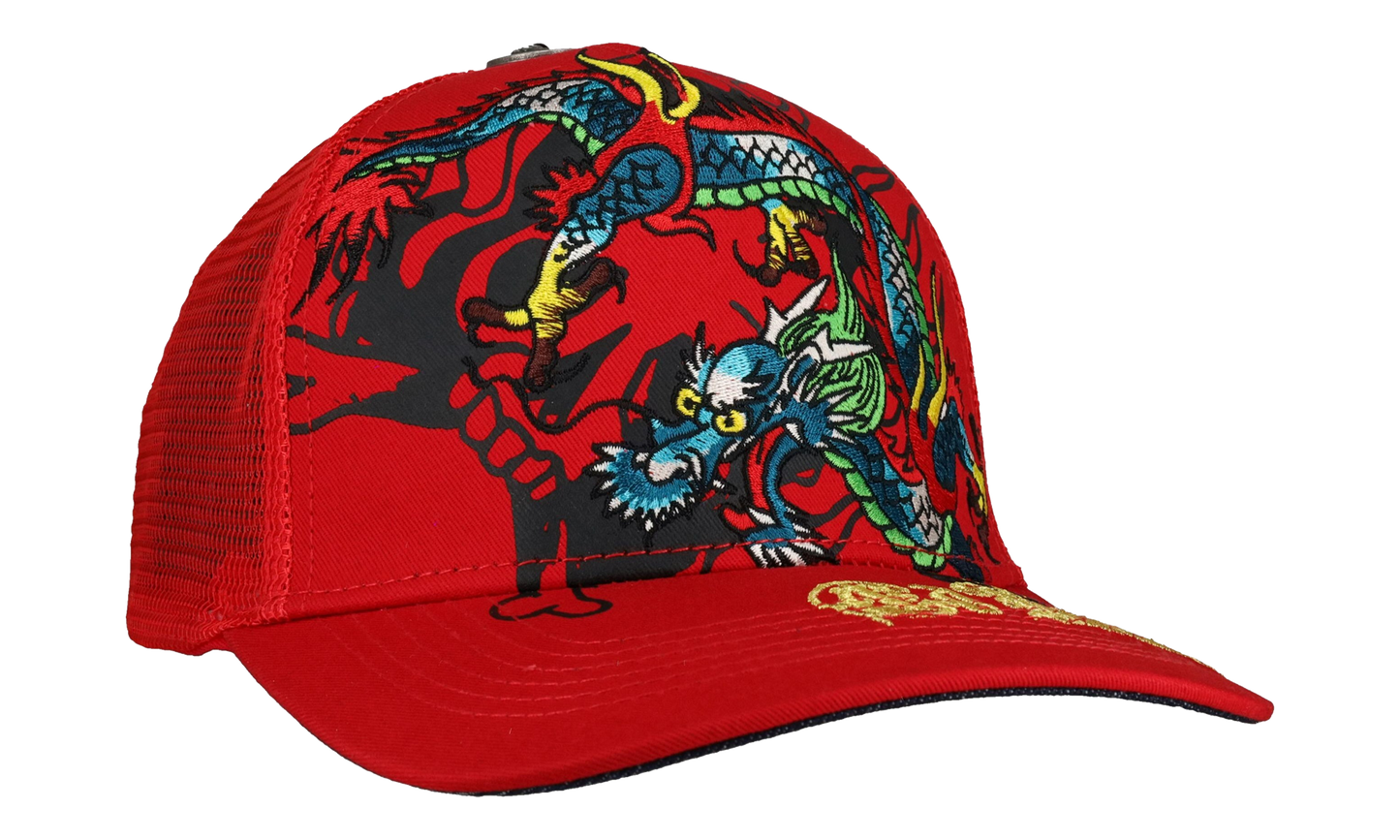 Embroidered Dragon Trucker Hat "Red" EHH0001 38