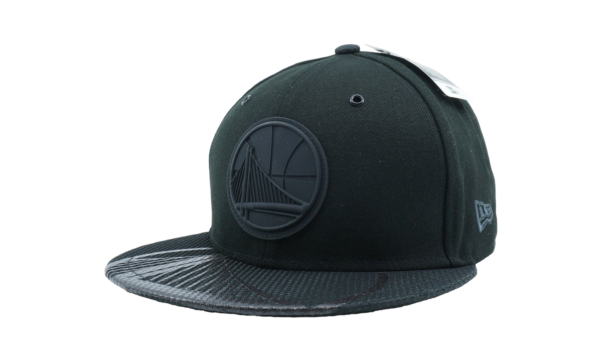 59FIFTY Golden State Warriors Textured Visor Fitted Hat "Black / Black GSW Logo - Brim" NE650