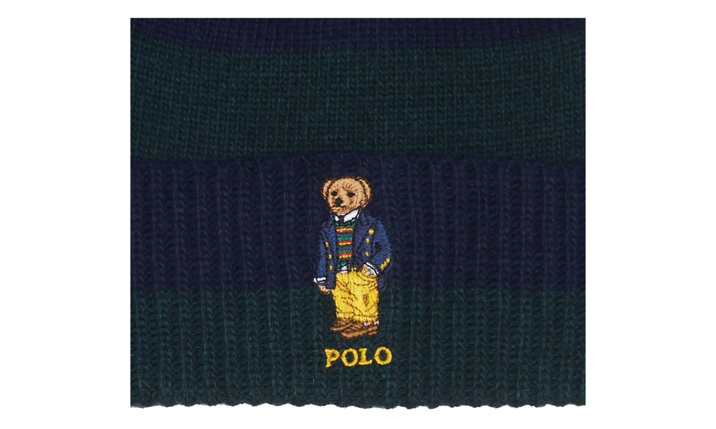 RUGBY STRIPE BEAR BEANIE "Navy / Green" PC0817 354