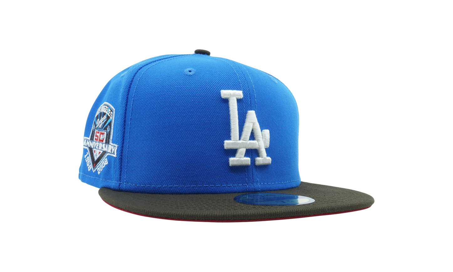 59FIFTY Los Angeles Dodgers 50th Anniversary Fitted Hat "Blue / Brown / Burnt Orange - Under Brim" NE1100