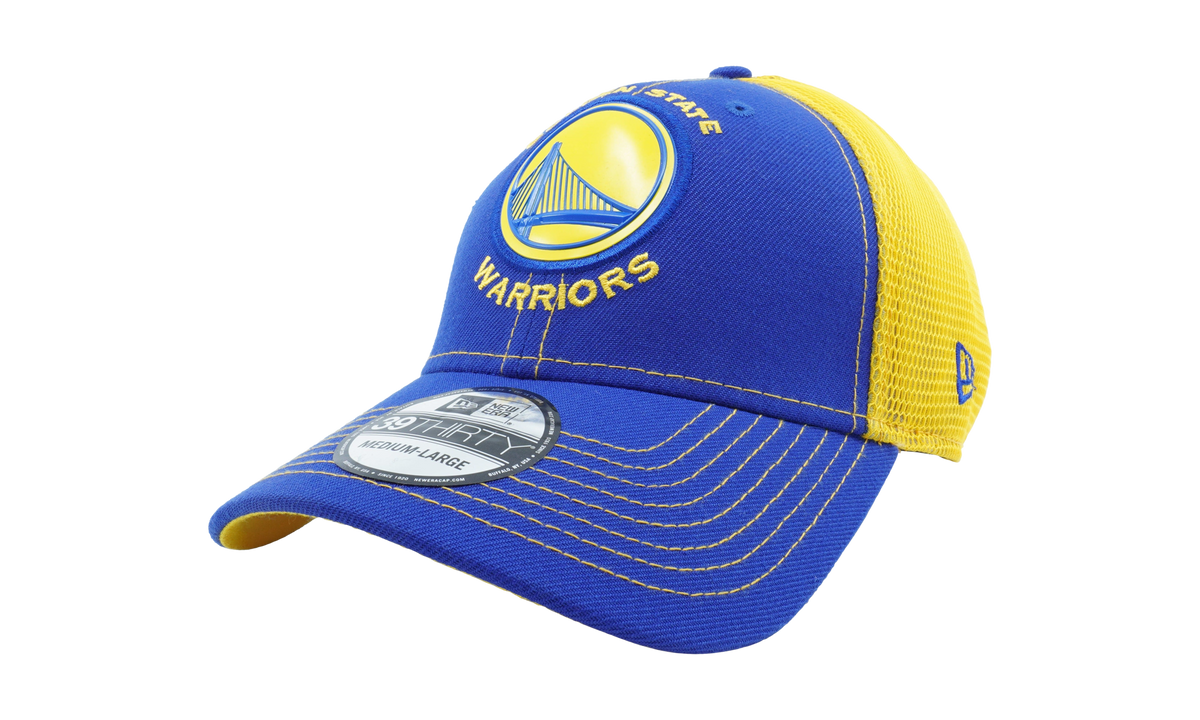39THIRTY Golden State Warriors Fan Mesh Fitted Hat "Blue and Yellow | Yellow - Under Brim" NE685