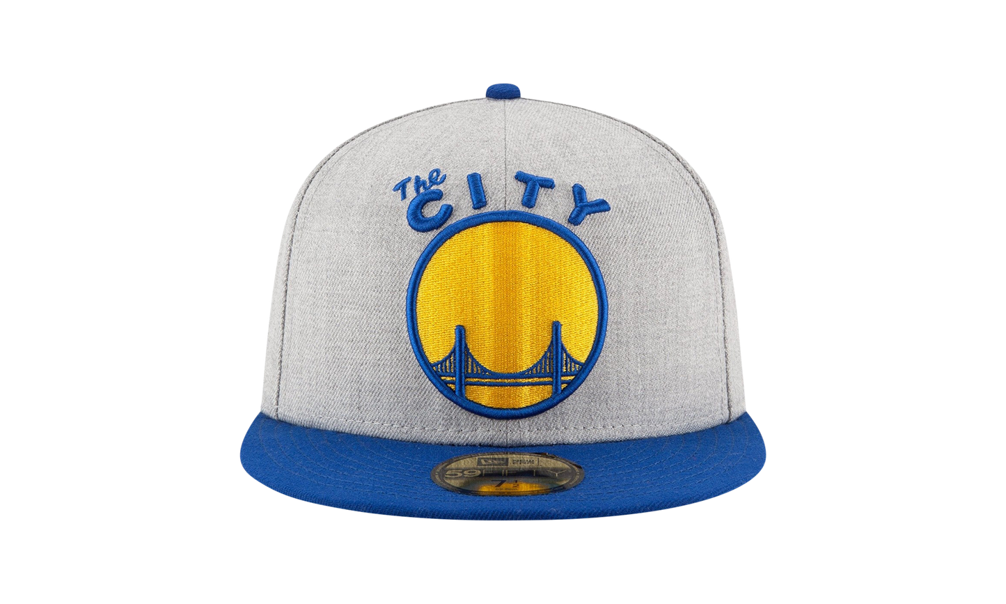 59FIFTY Golden State Warriors Heather City Grand Logo Fitted Hat "Heather Grey / Blue - Brim" NE1110