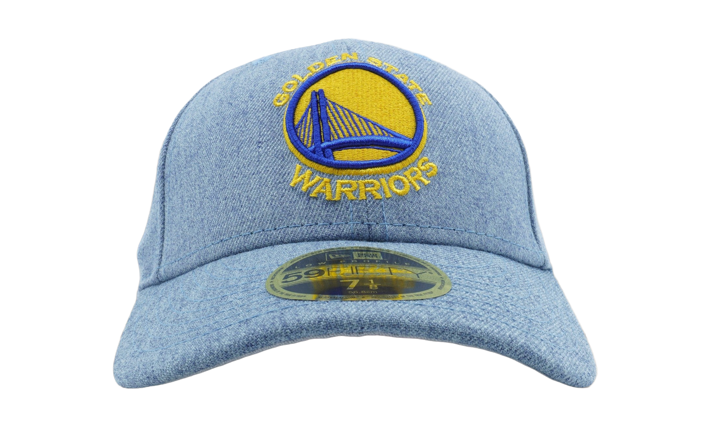 59FIFTY Golden State Warriors On The Court Heather Ace Fitted Hat "Light Denim" NE1126