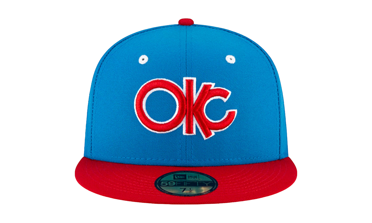 59FIFTY Oklahoma City Dodgers Theme Night Fitted Hat "Blue / Red - Brim" NE772