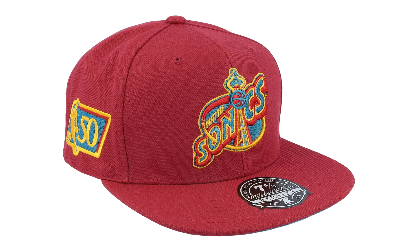 NBA Hardwood Classics Fitted Cap "Seattle SuperSonics - Cardinal" 6HSFSH21251 SSUCARD