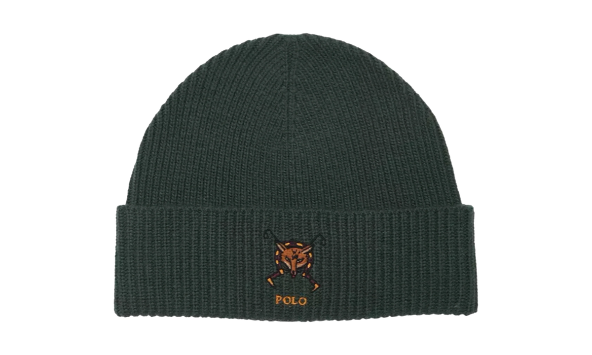 Embroidered Fox Rib-Knit Beanie "College Green" PC0918 354