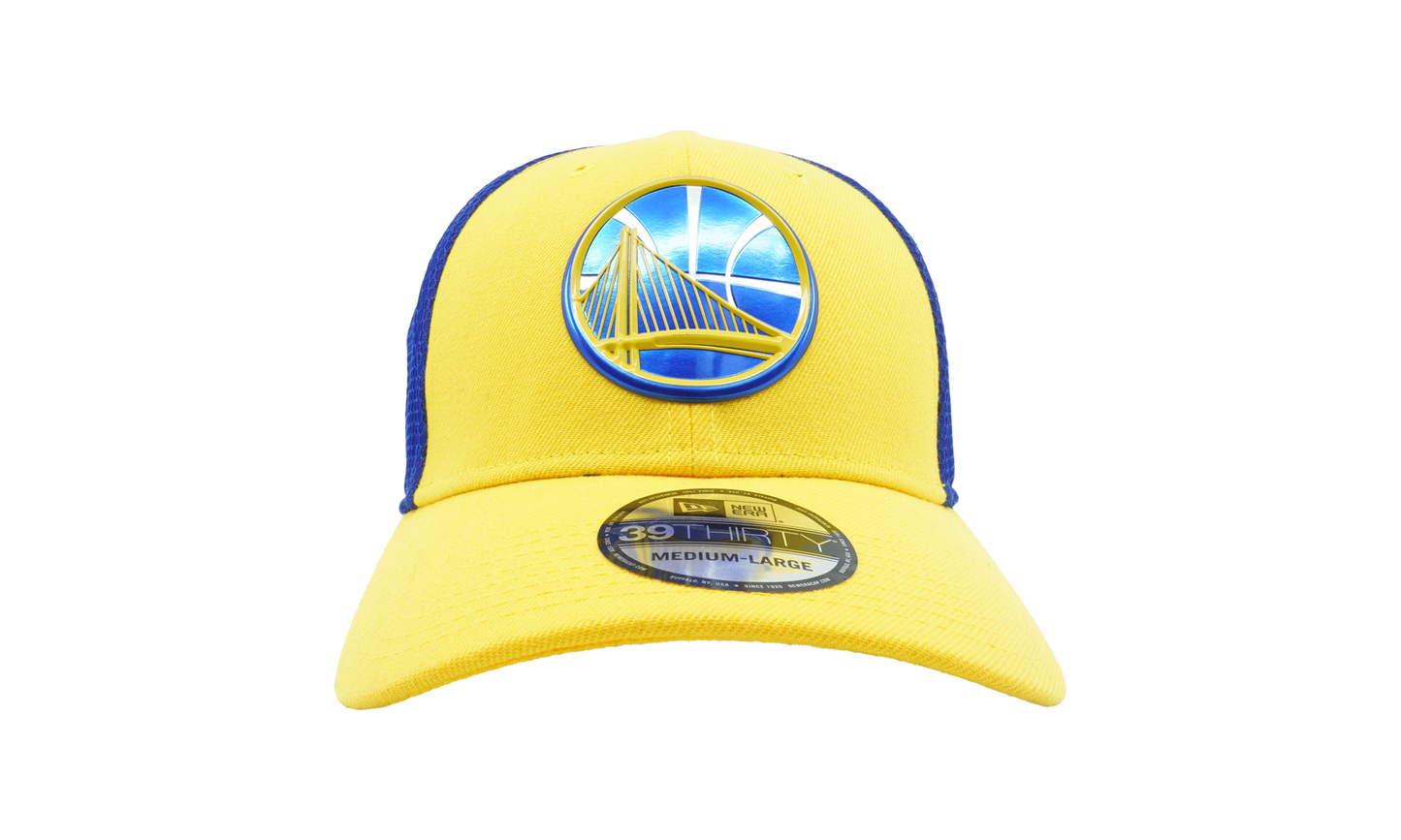 39THIRTY Golden State Warriors On The Court Stretch Fit Hat "Yellow / Blue" NE638