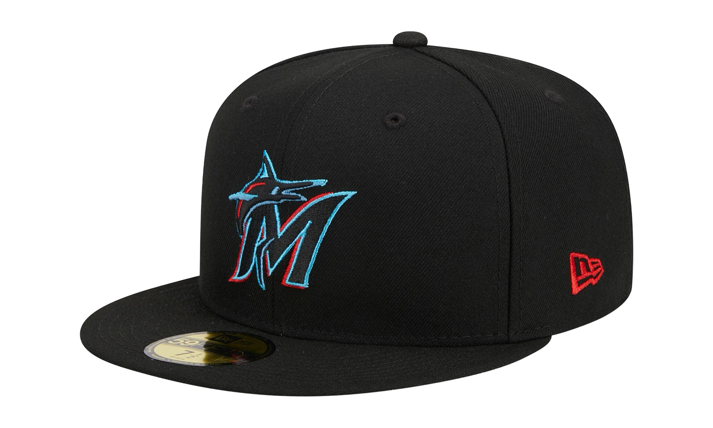 59FIFTY Miami Marlins Father’s Day On-Field Fitted Hat "Black / Teal - Under Brim" NE902